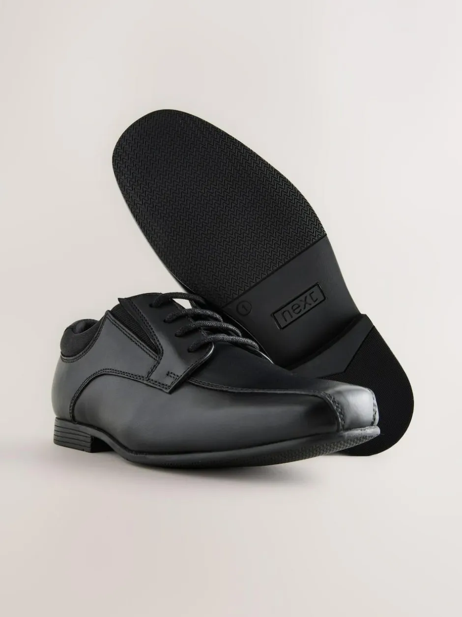 Next Black Standard Fit (F) Lace-Up Leather School Shoes New