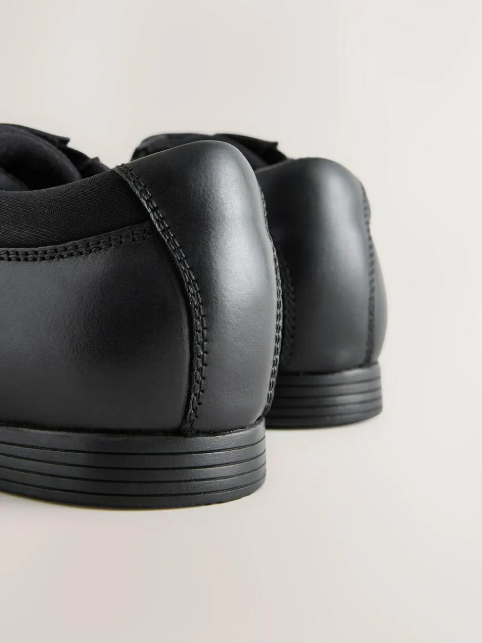 Next Black Standard Fit (F) Lace-Up Leather School Shoes New