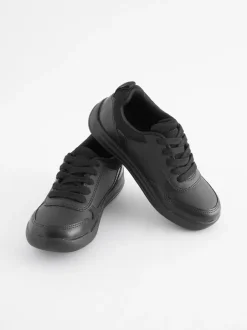 Next Black Standard Fit (F) Lace-Up School Trainers Outlet