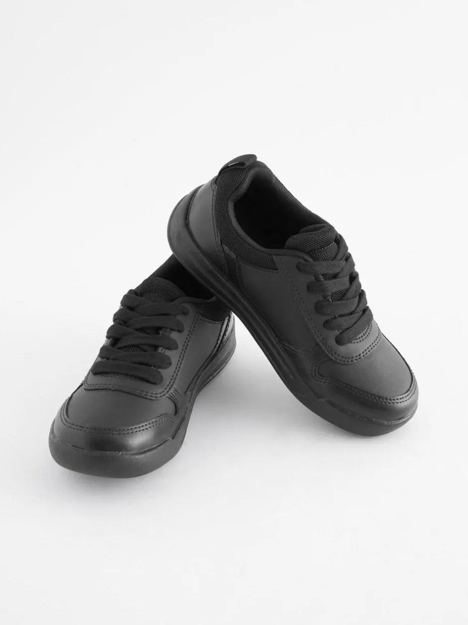 Next Black Standard Fit (F) Lace-Up School Trainers Outlet