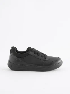 Next Black Standard Fit (F) Lace-Up School Trainers Outlet