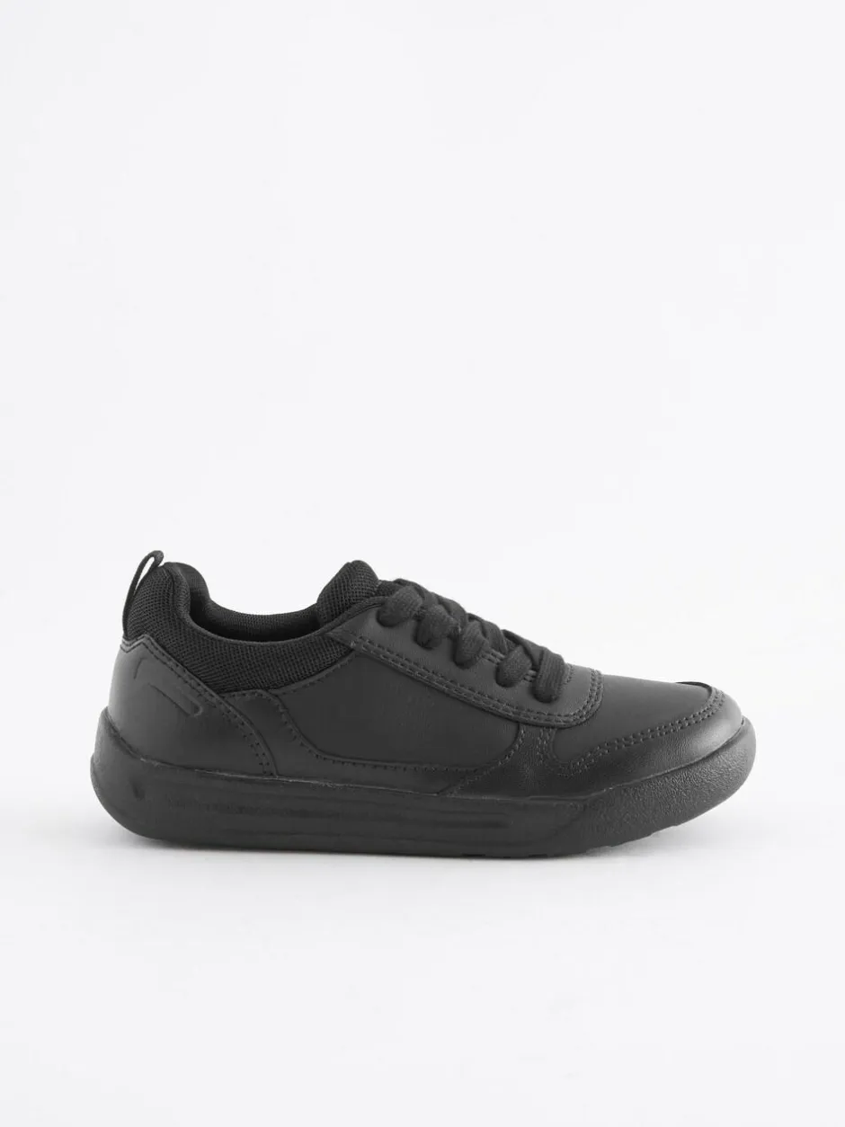 Next Black Standard Fit (F) Lace-Up School Trainers Outlet