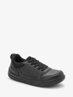 Next Black Standard Fit (F) Lace-Up School Trainers Outlet