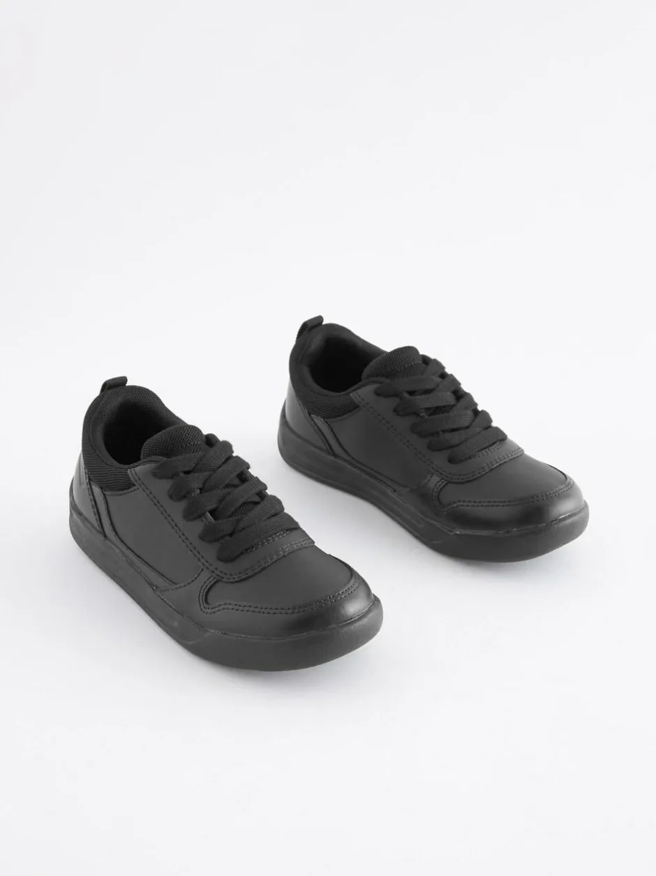 Next Black Standard Fit (F) Lace-Up School Trainers Outlet