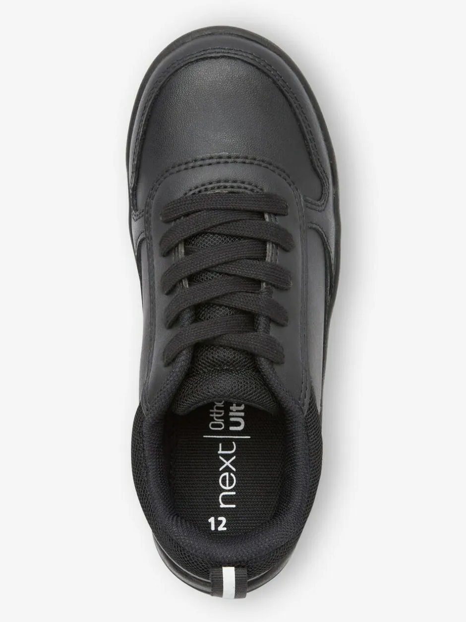 Next Black Standard Fit (F) Lace-Up School Trainers Outlet