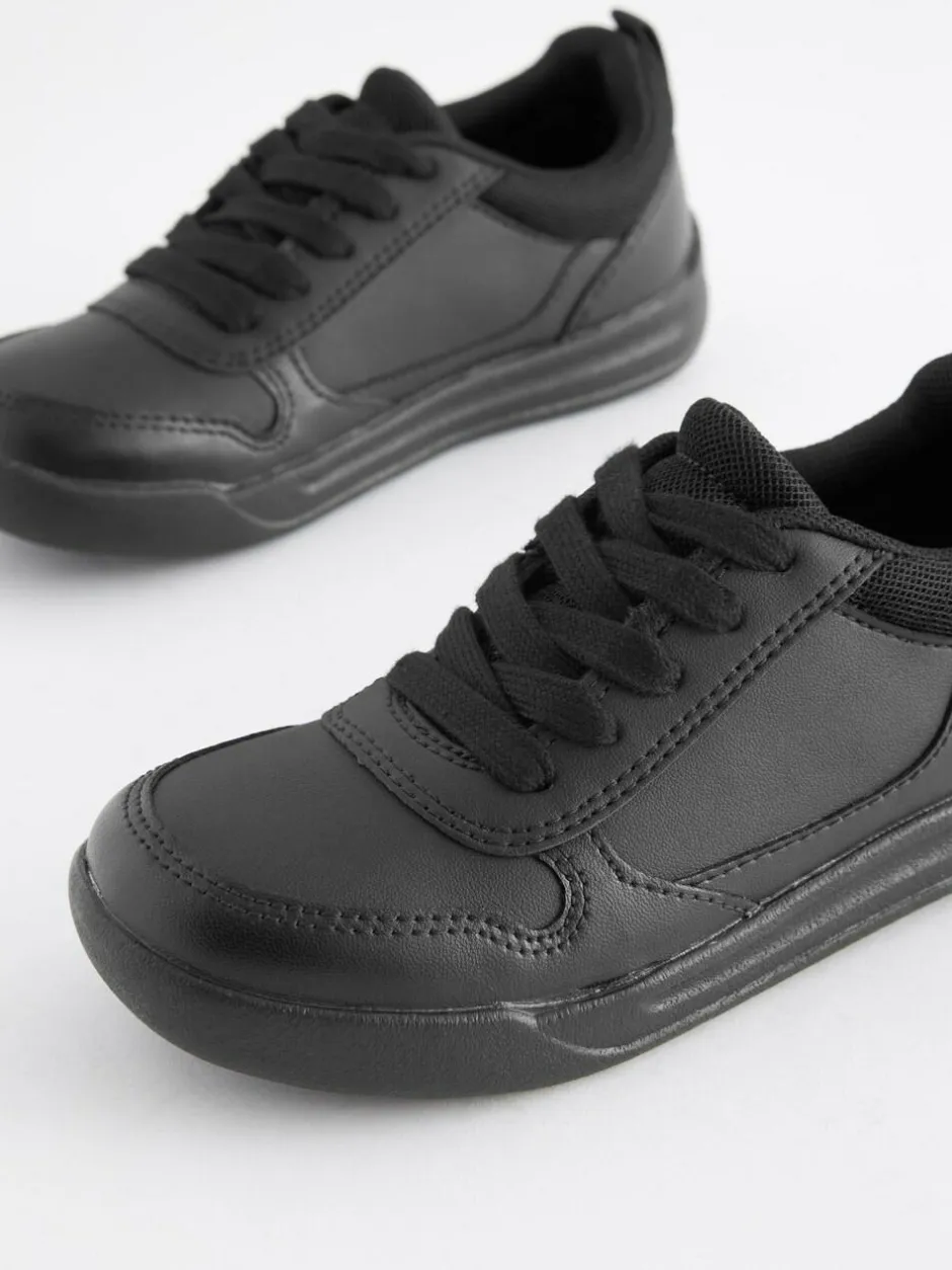 Next Black Standard Fit (F) Lace-Up School Trainers Outlet
