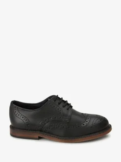 Next Standard Fit (F) Leather Laceup Brogue Shoes Black