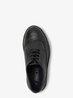 Next Standard Fit (F) Leather Laceup Brogue Shoes Black