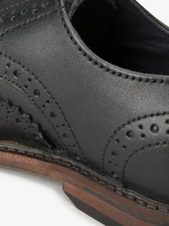 Next Standard Fit (F) Leather Laceup Brogue Shoes Black
