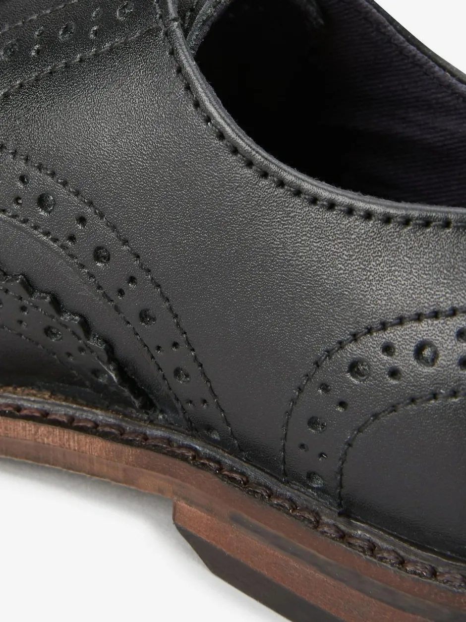Next Standard Fit (F) Leather Laceup Brogue Shoes Black