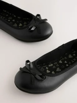 Next Standard Fit (F) Leather Ballerina School Shoes Black Clearance