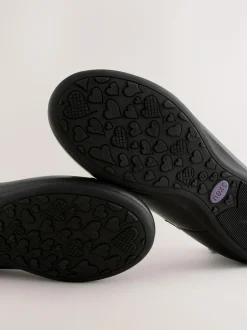 Next Standard Fit (F) Leather Ballerina School Shoes Black Clearance