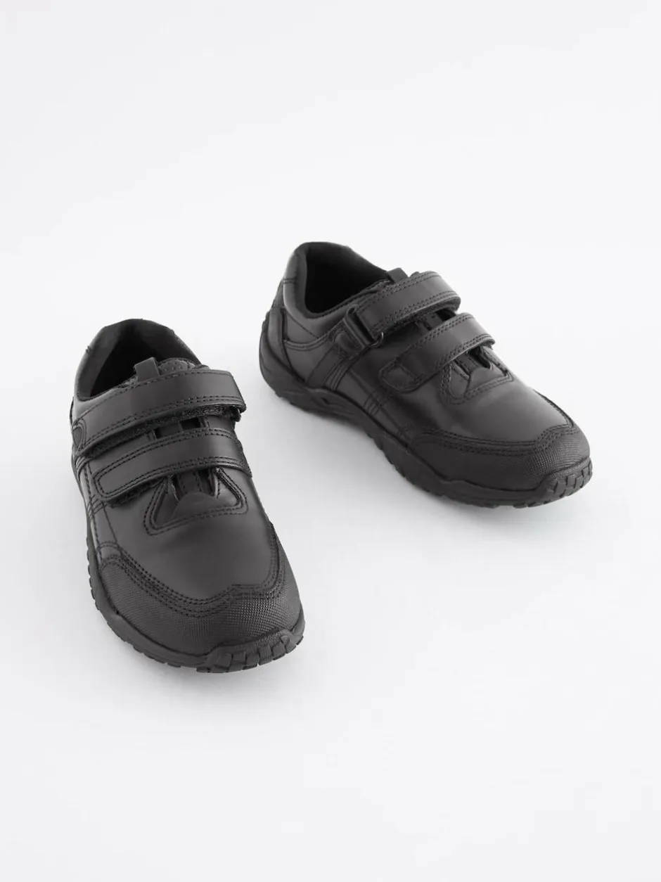 Next Black Standard Fit (F) Leather Touch Fastening School Shoes Best