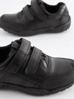 Next Black Standard Fit (F) Leather Touch Fastening School Shoes Best