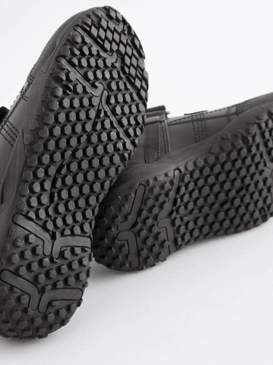 Next Black Standard Fit (F) Leather Touch Fastening School Shoes Best