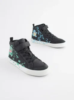 Next Black Standard Fit (F) Pokemon Elastic Lace High Top Trainers Sale
