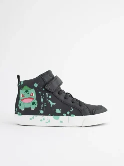 Next Black Standard Fit (F) Pokemon Elastic Lace High Top Trainers Sale
