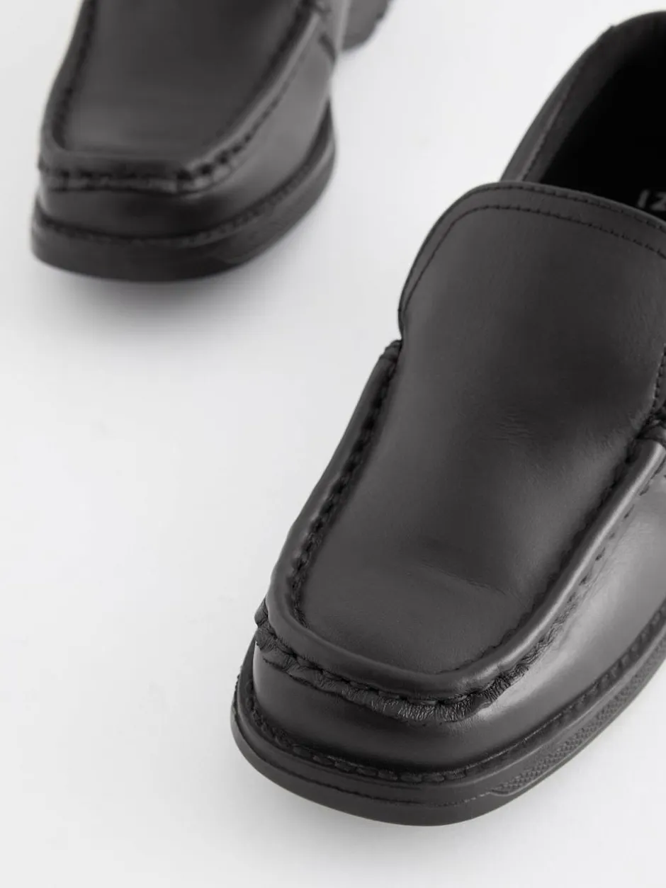 Next Black Standard Fit (F) School Leather Loafer Shoes Clearance