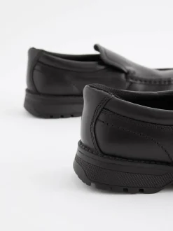 Next Black Standard Fit (F) School Leather Loafer Shoes Clearance