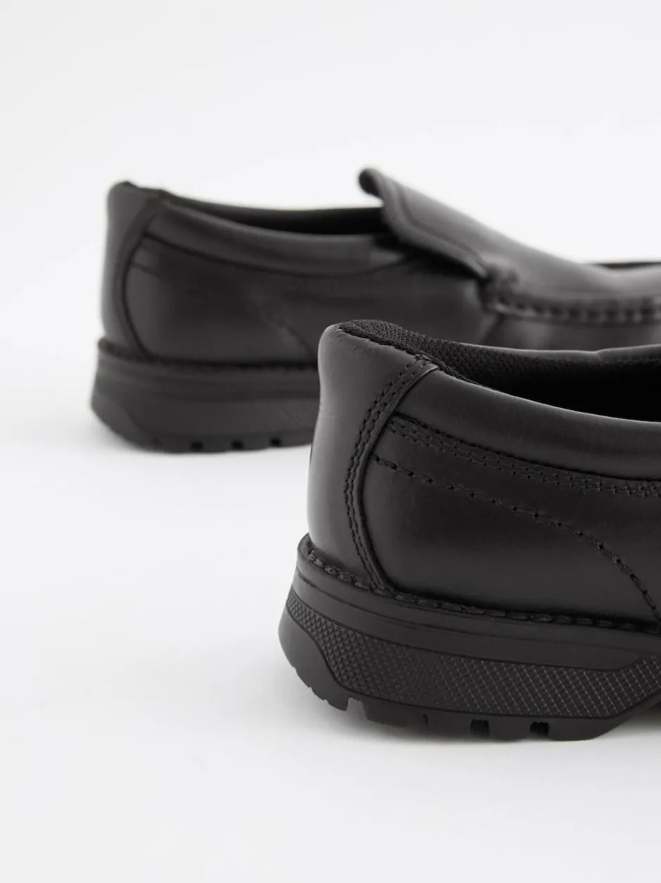 Next Black Standard Fit (F) School Leather Loafer Shoes Clearance