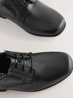 Next Black Standard Fit (F) School Leather Lace-Up Shoes Outlet