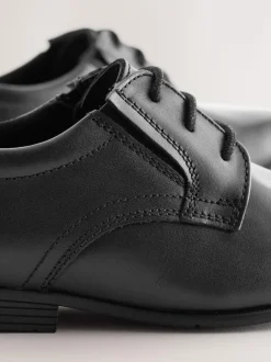 Next Black Standard Fit (F) School Leather Lace-Up Shoes Outlet