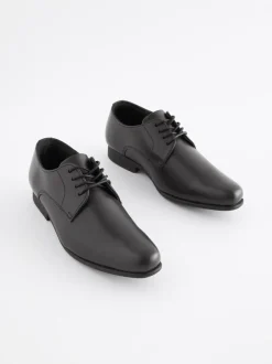 Next Black Standard Fit (F) School Leather Lace Up Shoes New