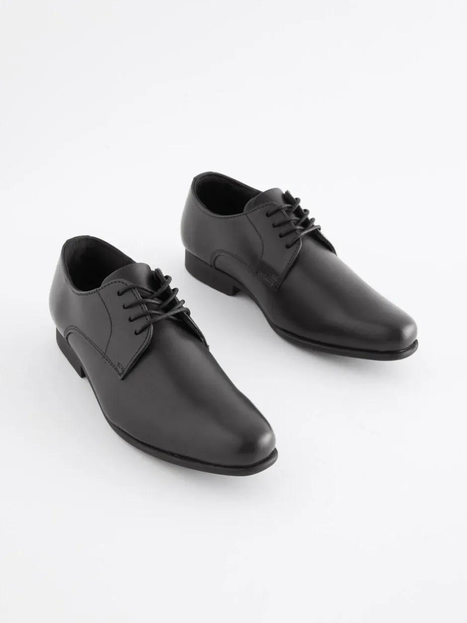 Next Black Standard Fit (F) School Leather Lace Up Shoes New