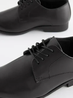 Next Black Standard Fit (F) School Leather Lace Up Shoes New