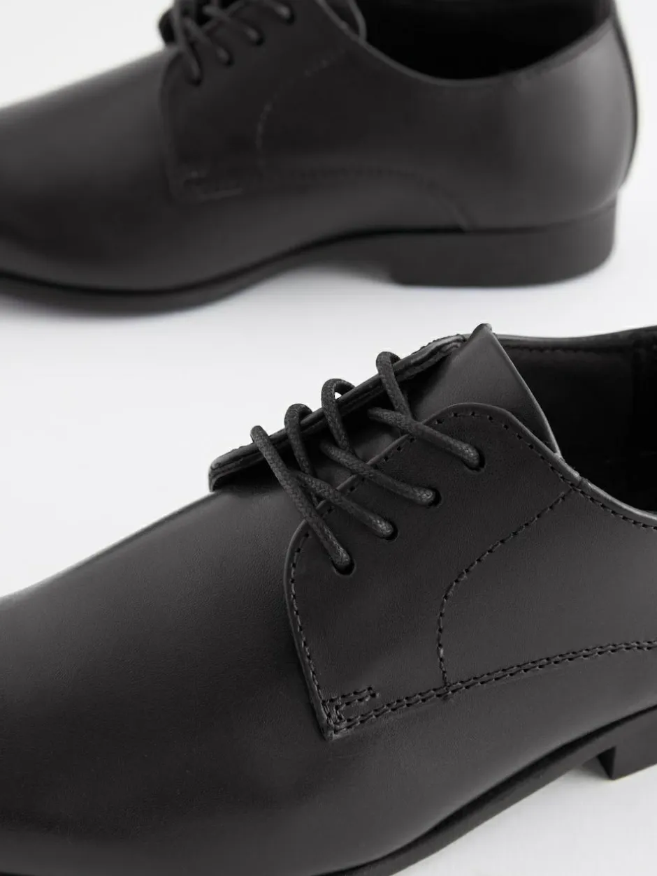 Next Black Standard Fit (F) School Leather Lace Up Shoes New