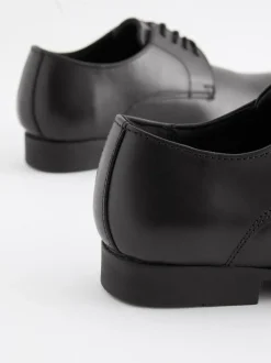 Next Black Standard Fit (F) School Leather Lace Up Shoes New