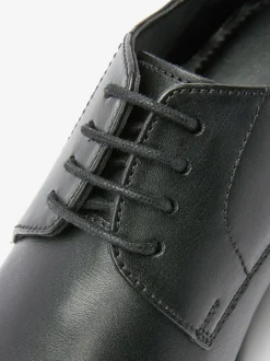 Next Black Standard Fit (F) School Leather Lace Up Shoes New