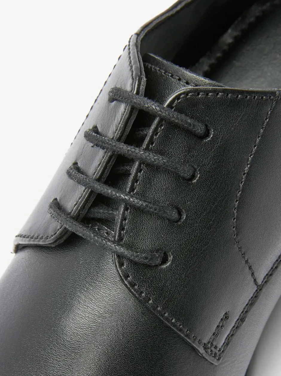 Next Black Standard Fit (F) School Leather Lace Up Shoes New