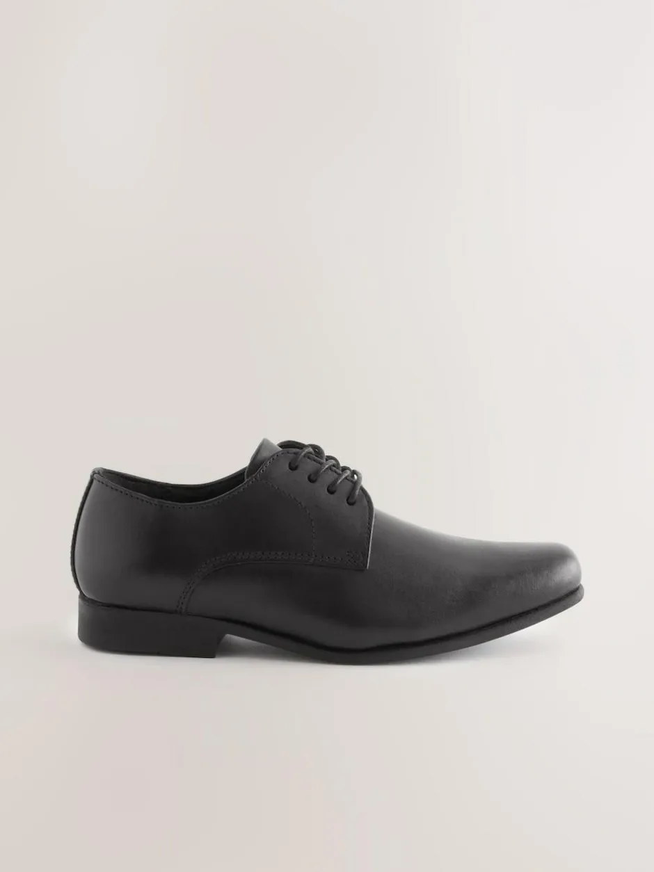 Next Black Standard Fit (F) School Leather Lace Up Shoes New