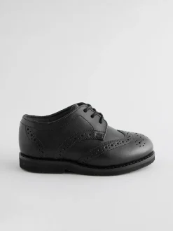 Next Standard Fit (F) Smart Leather Brogue Shoes Black New