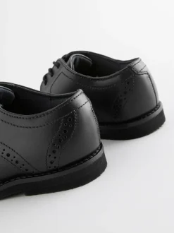 Next Standard Fit (F) Smart Leather Brogue Shoes Black New