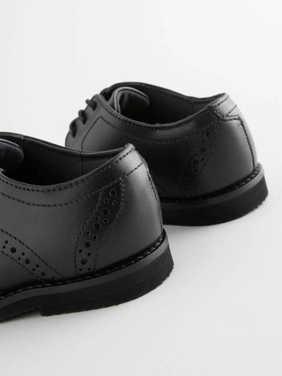Next Standard Fit (F) Smart Leather Brogue Shoes Black New