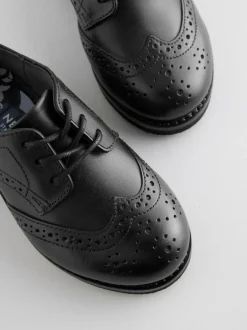 Next Standard Fit (F) Smart Leather Brogue Shoes Black New