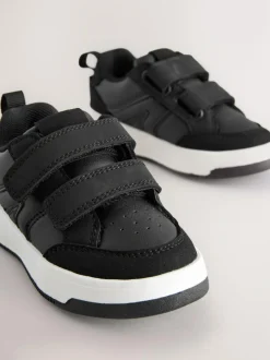 Next Standard Fit (F) Touch Fastening Two Strap Trainers Black Discount