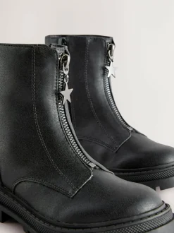 Next Standard Fit (F) Zip Front Ankle Boots Black Discount