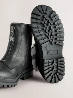 Next Standard Fit (F) Zip Front Ankle Boots Black Discount