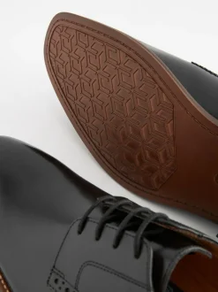 Next Standard Fit Leather Contrast Sole Derby Shoes Black Discount