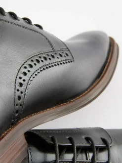 Next Standard Fit Leather Contrast Sole Derby Shoes Black Discount