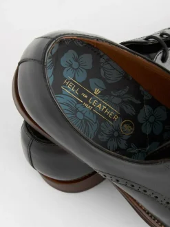 Next Standard Fit Leather Contrast Sole Derby Shoes Black Discount