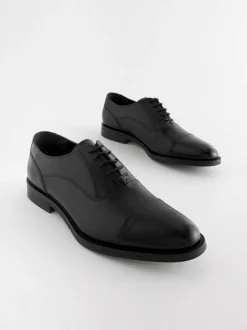 Next Black Standard Fit Leather Oxford Toecap Shoes Online