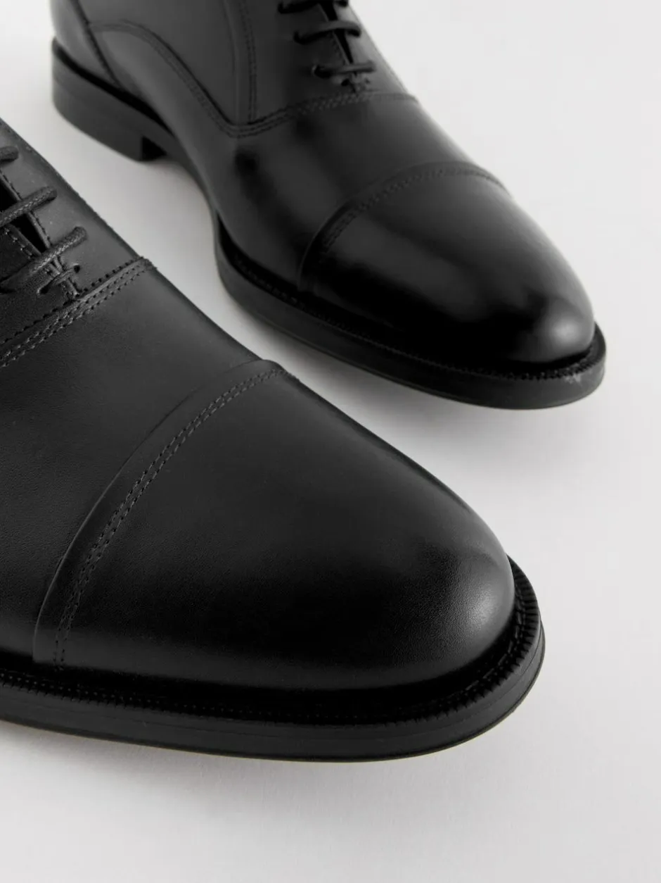 Next Black Standard Fit Leather Oxford Toecap Shoes Online