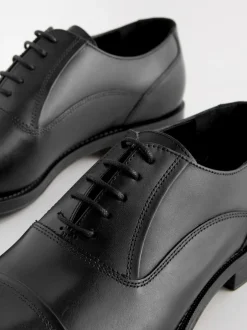 Next Black Standard Fit Leather Oxford Toecap Shoes Online