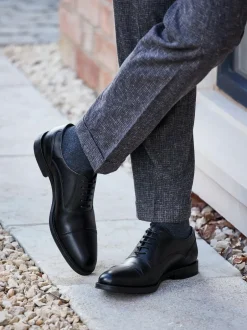 Next Black Standard Fit Leather Oxford Toecap Shoes Online