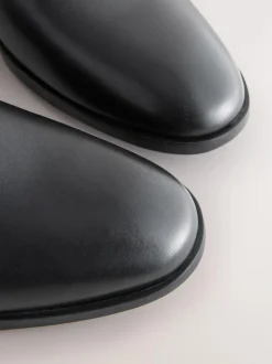 Next Standard Fit Leather Plain Derby Shoes Black Sale