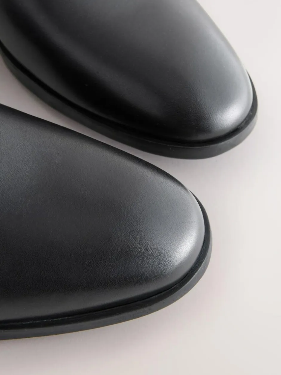 Next Standard Fit Leather Plain Derby Shoes Black Sale